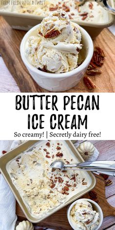 Creamy, buttery, caramel-y, nutty and deliciously dairy free butter pecan ice cream. Vegan Butter Pecan Ice Cream, Dairy Free Homemade Ice Cream, Dairy Free Ninja Creami Recipe, Homemade Butter Pecan Ice Cream, Dairy Free Ice Cream Recipe, Butter Pecan Ice Cream Recipe, Dairy Free Dessert Easy