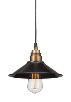 an industrial style pendant light with two bulbs hanging from the ceiling and one light bulb on top