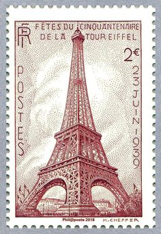 a stamp with the eiffel tower on it