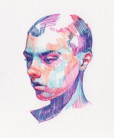 a colored drawing of a man's face