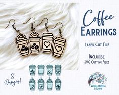 coffee earrings laser cut file includes svg cutting files