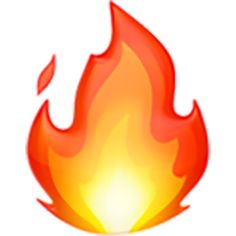 a red and yellow fire is shown in the middle of a white background with an orange flame coming out of it