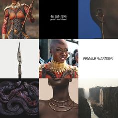 an image of female warrior character collage