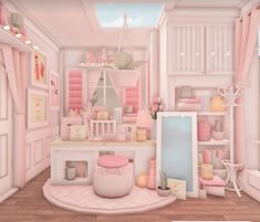 Bloxburg House Ideas 2 Floor Layout Blush, Seashell Bloxburg, Bloxburg Blush Bedroom, Bloxburg Preppy Bedroom, Danish Pastel Bloxburg, Bloxburg Blush House, House Layout Ideas, Preppy Bloxburg, Blush House