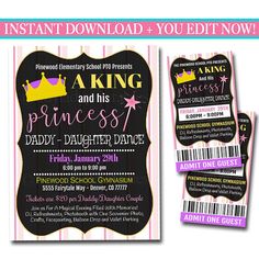 this is an image of a princess birthday party with pink stripes and a crown on it