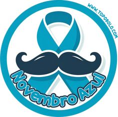 a blue ribbon with a mustache on it