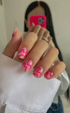 Summer Nail Art Ideas, Nail Polish Ideas, Neon Pink Nails, Nail Aesthetic, Colors Nails, Hello Nails, Gelish Nails, Simple Gel Nails, Polish Ideas