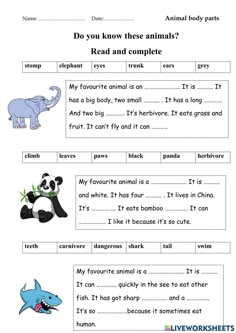 an animal worksheet with animals and other things to read in the same language