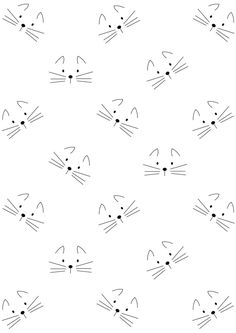 a black and white cat pattern on a white background