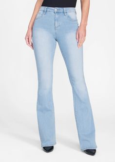 Tall Riley High Rise Flare Jeans | Alloy Apparel Trendy Full Length Fall Flares, Trendy Full-length Flares For Fall, Trendy Full Length Flares For Fall, Trendy Stretch Denim Blue Flares, Trendy Full-length Fall Flares, Casual Flare Pants With Frayed Hem, Trendy Full-length Medium Wash Flares, Trendy Flared Hem Jeans For Fall, Chic Flare Jeans In Light Wash