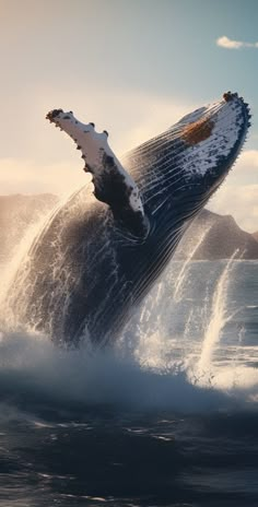 a humpback whale jumping out of the water