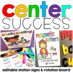 Reading Center Signs and Board (includes Daily Five) Sped Centers, 2nd Grade Centers, Daily 5 Kindergarten, Organization For Teachers, Kindergarten Center Ideas, Afterschool Program, Kindergarten Center, Read To Someone, Classroom Management Elementary