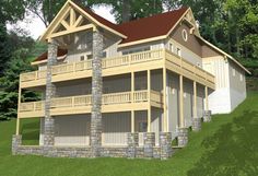 this is an artist's rendering of a two story house with balconyes and balconies