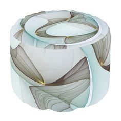 an abstractly designed stool with gold accents