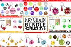 keychain bundle with 4 different styles and numbers for each item in the package