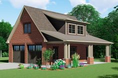 this is an artist's rendering of a house in the country style with two car garages