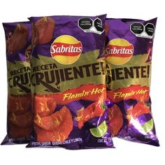 three bags of sabritas tortilla chips