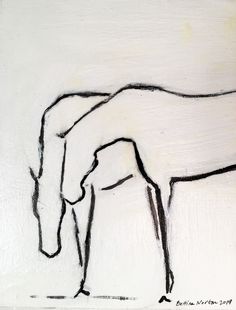 a black and white drawing of a horse