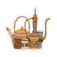 teapots and cups sticker