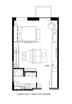 the floor plan for a studio apartment