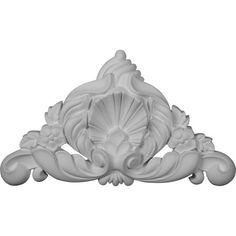 an ornate design on the side of a white wall mounted bracket with flowers and leaves