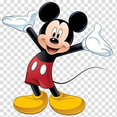 the mickey mouse cartoon character is waving his arms and legs, transparent background png clipart