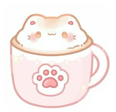 a pink cup with a cat's paw on it