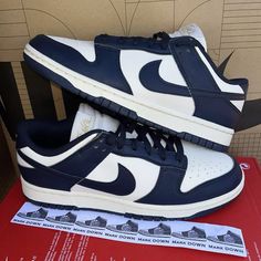 New Nike Dunk Next Nature Low Olympic Navy Blue White Women Sz 8 Fz6770 001 Brand New With Box Box Has No Lid Authentic Navy Blue Dunks, Navy Dunks, Blue And White Nike Shoes, Navy Blue Nike Shoes, Nike Items, Nike Dunks Low, Navy Blue Sneakers, Navy Blue Shoes, White Nike Shoes