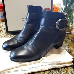 These Boots Are In Great Condition, Worn Gently And Well Kept. So Stylish And Super Comfortable. You Can Either Wear Casual Or Create Your Own Style. Normal Signs Of Wear On Sole And Some Leather Crease. No Smell Or Any Other Damages. Come With Original Box And Dust Bag And Card. Guaranteed Authentic . More Information Please Let Me Know . Shoes Gucci, Own Style, Gucci Shoes, Bootie, Bootie Boots, Original Box, Ankle Boots, Dust Bag, Create Your