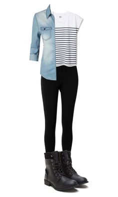 "Whatever you guys want this outfit for then that is what it is" by jjprincess1218 ❤ liked on Polyvore featuring Max Studio and LE3NO Autumnal Outfits, Blue Striped Shirt Outfit, Striped Shirt Outfit, Tomboy Stil, Black And White Striped Shirt, Blue Striped Shirt