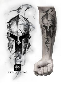 Viking Helmet Tattoo, Kurt Tattoo, Spartan Helmet Tattoo, Tato Realis, Roman Tattoo, Gladiator Tattoo, Helmet Tattoo, Spartan Tattoo, Knight Tattoo