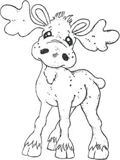 a drawing of a moose that is looking at the camera