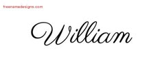 the word william written in cursive writing on a white background with black ink