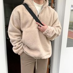 Fleece Jumper Outfit Men, Cotton Coat Men, Korean Mens Fashion, Half Zip Fleece, 150 Lbs, 110 Lbs, Pull Sweat, Cotton Coat, Mens Fleece