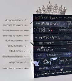 four books stacked on top of each other in front of a white background with the words, city of flames and the ever king