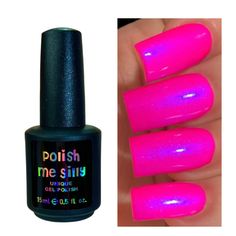 PRICES MAY VARY. GEL NAIL POLISH- Unique Crazy NEON Pink: Whether you’re a fan of those stunning, intense nail colors that add originality to your summer days, or you simply want your clients to enjoy beautiful color choices every time they step into your salon, the Polish Me Silly Barbee On The Glow no chip nail polish is the perfect choice! Safe Nail Friendly Formula: Unlike similar products on the market, this pink neon blue nail polish is made employing premium, safe ingredients, a cruelty-f Hot Pink Vacation Nails, Hot Pink Glow In The Dark Nails, Neon Orange And Neon Pink Nails, Neon Purple Pedicure, Florescent Pink Nails Neon, Neon Nail Colors, Red Orange Nails, Neon Blue Nails, Chipped Nail Polish