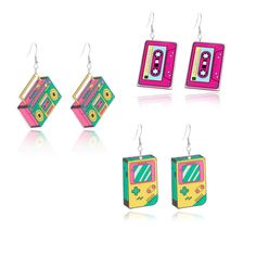 PRICES MAY VARY. 80s 90s Earrings: Step back in time with 80s 90s earrings that perfectly capture the vibrant spirit of these iconic decades. These earrings are designed to add a playful and nostalgic touch to your look, making them perfect for themed parties or everyday wear. Retro Earrings: Elevate your style with our retro earrings that bring a touch of vintage charm to any outfit. Inspired by the bold designs of the 70s, 80s, and 90s, these earrings are perfect for those who love to incorpor 90s Outfits For Women, 80s 90s Outfits, 80 Earrings, Women's 90s Outfits, Cassete Tape Earrings, 80s Statement Earrings, Hop Earrings, 80s Earrings 1980s, 90s Earrings