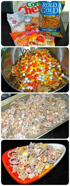 the process for making candy cornflakes is shown