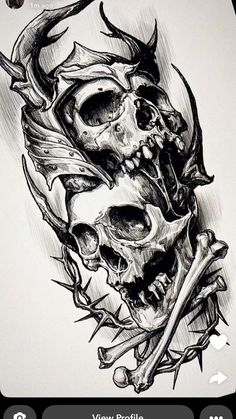 Dark Skull Tattoo Design, Aka Tattoo, Skull Sleeve Tattoos, Skull Tattoo Design