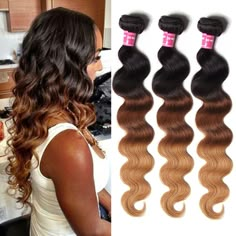 Julia Ombre Brazilian Hair Body Wave 3Pcs/pack Three Tone Ombre Brazilian Human Hair 16"-26" Inches Brazilian Ombre Body Wave Weaves Sew In Styles, Black Hair Ombre, Body Wave Weave, Best Ombre Hair, Body Wave Weave Hairstyles, Angled Bobs, Long Weave, Brazilian Human Hair Weave, Ombre Hair Blonde