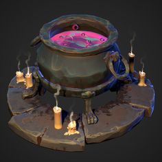 Magic Cauldron, Witch Hut, Game Background Art, Props Concept, Environment Props, Props Art, 3d Concept, Game Props