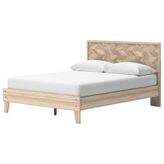 Transform your bedroom into an instant sanctuary. This queen-panel platform bed supports your mattress without needing a foundation or box spring. Pairing the look of oak grain with a unique chevron pattern, it introduces a touch of mid-century modern style that's sure to elevate your space. Features: Includes queen panel headboard and queen platform bed (footboard, rails and platform) Made with engineered wood (MDF/particleboard/plywood) and decorative laminate for the right balance of affordab Bed Footboard, Platform Bedroom, Platform Bedroom Sets, Youth Furniture, Ottoman Decor, Full Platform Bed, Winter Furniture, Casual Dining Rooms, Queen Platform Bed