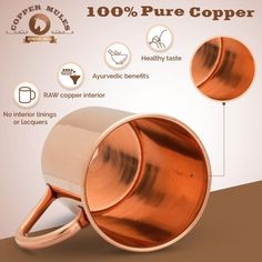 the copper colored cup is being used to make coffee