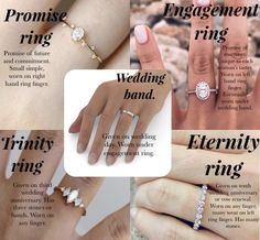 the different types of wedding rings are shown in this article, including an engagement ring