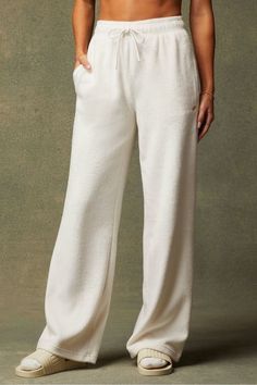 Cozy Cord High-Waisted Wide Leg Pant Fabletics white female Activewear >> Womens >> Bottoms >> Pants & Joggers >> Joggers regular Everyday Female Activewear, High Waisted Wide Leg Pants, Wide Leg Pant, Sweat Pants, Pajama Sets, Active Wear For Women, Bottoms Pants