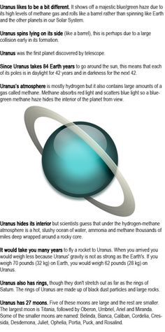 an info sheet describing the different types of planets and their orbits, including pluto's rings