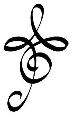 a treble clef tattoo design on a white background