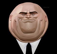 a man in a suit and tie with a giant head on it's face