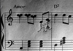 an old sheet music with musical notes and symbols on it, as well as the word d