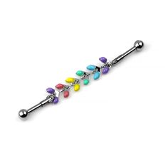 Gauge: 16g and #124; Length: 1-7/8" and #124;. Sold as a single. Add a pop of color to your industrial piercing with this Steel Floating Pastel Sequence Industrial Barbell. Made with stainless steel and pastel enamel, this straight barbell offers a fun and fresh twist to any look. Not only is it visually pleasing, but it's also comfortable and easy to wear. All measurements are approximate: The center design measures 28mm tall by 6.4mm wide. The ball ends measure 4mm and are externally threaded. Piercing Industrial, Industrial Jewelry, Industrial Barbell, Industrial Piercing, Visually Pleasing, Body Jewelry, Piercings, Color Pop, Floating